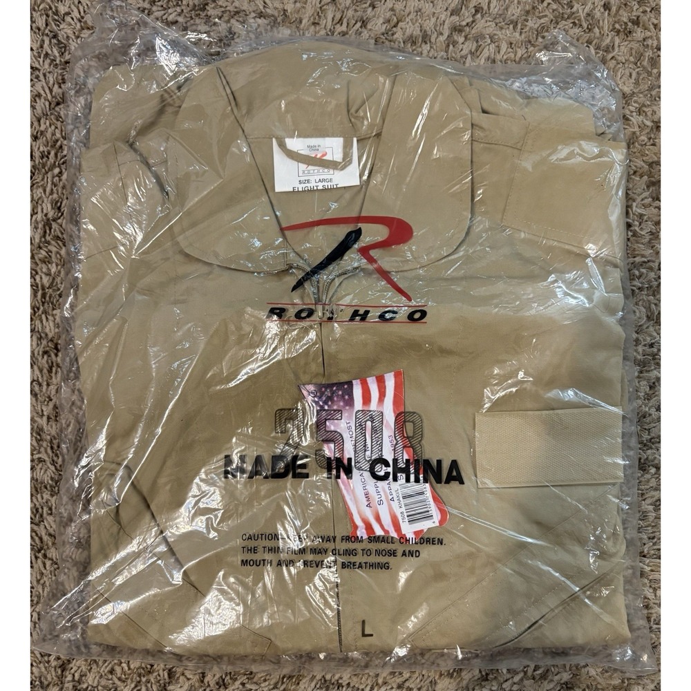 Rothco Khaki Flight Suit Coveralls Men's Size Large L New with Tags